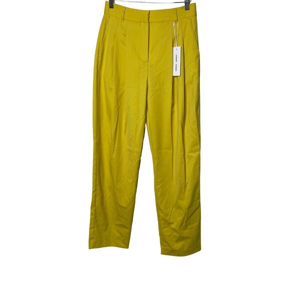 Samsoe Samsoe High Rise Straight Cut Pleated Luzy Trousers Celery Womens S NWT - Picture 2 of 10